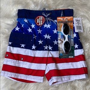 NWT American flag swim trunks
